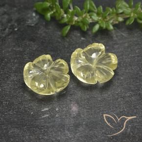 Gemas de Cuarzo Amarillo pálido natural de 3.87 ct, Corte Flor, Transparente