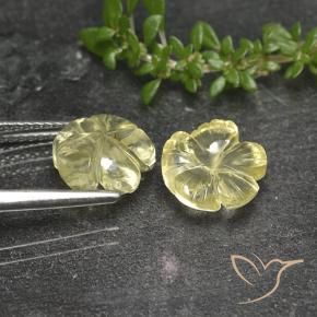 Gemas de Cuarzo Amarillo pálido natural de 3.87 ct, Corte Flor, Transparente