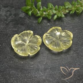 Gemas de Cuarzo Amarillo pálido natural de 5.52 ct, Corte Flor, Transparente