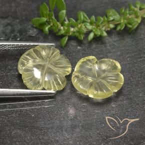 Gemas de Cuarzo Amarillo pálido natural de 5.52 ct, Corte Flor, Transparente