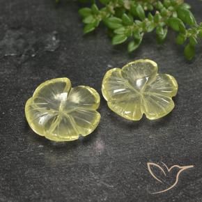 Gemas de Cuarzo Amarillo claro medio natural de 7.52 ct, Corte Flor, Transparente
