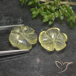Gemas de Cuarzo Amarillo claro medio natural de 7.52 ct, Corte Flor, Transparente