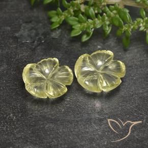 Gemas de Cuarzo Amarillo crema pálido natural de 6.48 ct, Corte Flor, Transparente