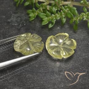 Gemas de Cuarzo Amarillo crema pálido natural de 6.48 ct, Corte Flor, Transparente