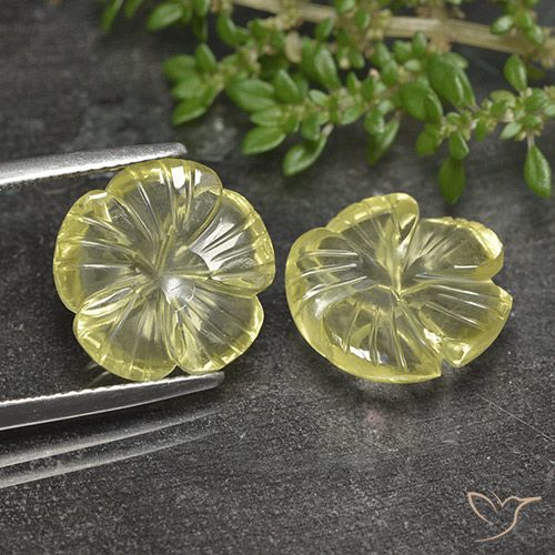 11.79ctw Natural Amarillo crema pálido Cuarzo, Corte Flor, Transparente