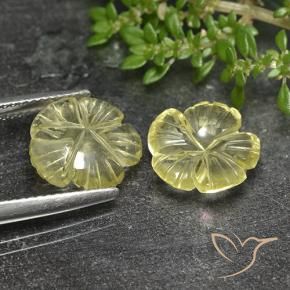 Gemas de Cuarzo Amarillo limón natural de 6.24 ct, Corte Flor, Transparente