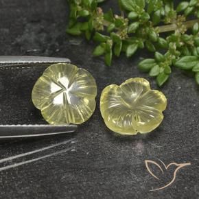 Gemas de Cuarzo Amarillo medio natural de 5.03 ct, Corte Flor, Transparente