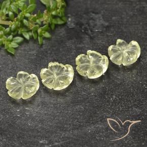 Gemas de Cuarzo Amarillo verdoso claro natural de 5.77 ct, Corte Flor, Transparente