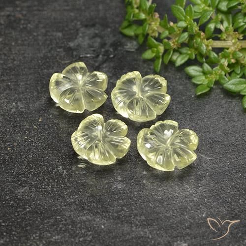 Gemas de Cuarzo Amarillo claro natural de 6.88 ct, Corte Flor, Transparente