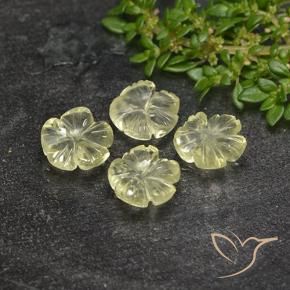 Gemas de Cuarzo Amarillo verdoso claro natural de 5.16 ct, Corte Flor, Transparente