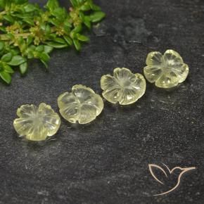 Gemas de Cuarzo Amarillo verdoso claro natural de 5.16 ct, Corte Flor, Transparente