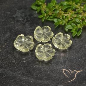 Gemas de Cuarzo Amarillo claro natural de 5.18 ct, Corte Flor, Transparente
