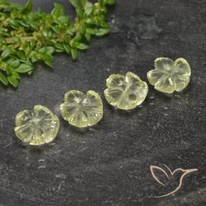Gemas de Cuarzo Amarillo verdoso claro natural de 6.39 ct, Corte Flor, Transparente