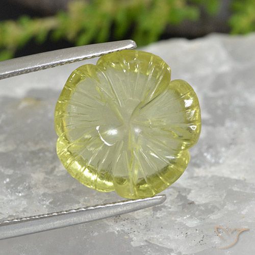 7.37ct Natural Amarillo limón Cuarzo, Corte Flor, Transparente