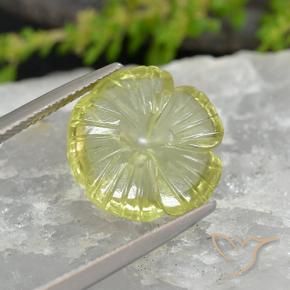 Cuarzo Amarillo limón natural de 7.37 ct, Corte Flor, Transparente
