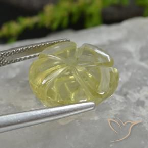 Cuarzo Amarillo piña claro natural de 11.38 ct, Corte Flor, Transparente