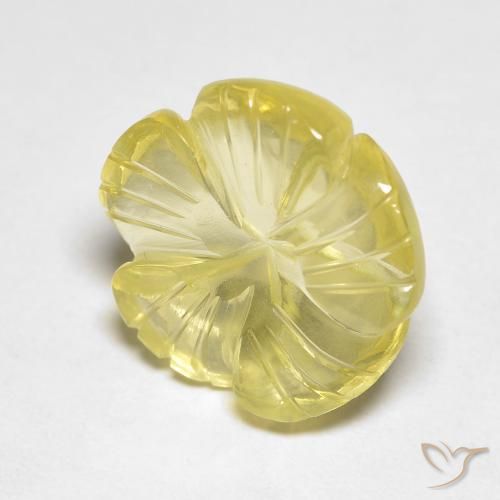 9.01ct Natural Amarillo verdoso claro Cuarzo, Corte Flor, Transparente