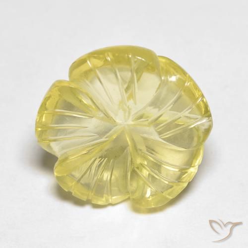 Cuarzo Amarillo verdoso claro natural de 9.01 ct, Corte Flor, Transparente