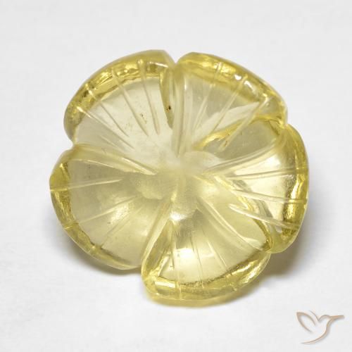 Cuarzo Amarillo medio natural de 8.15 ct, Corte Flor, Transparente