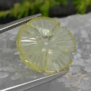Cuarzo Amarillo limón natural de 7.41 ct, Corte Flor, Transparente