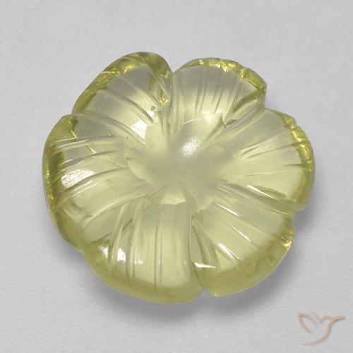 Cuarzo Amarillo claro medio natural de 6.27 ct, Corte Flor, Transparente