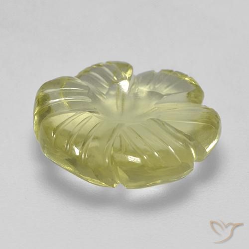 Cuarzo Amarillo claro medio natural de 6.27 ct, Corte Flor, Transparente