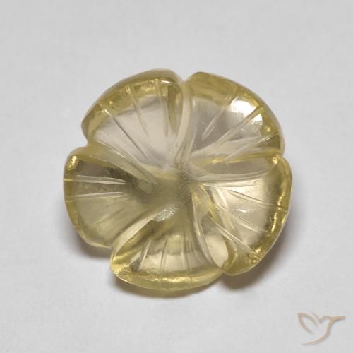 Cuarzo Amarillo claro natural de 5.46 ct, Corte Flor, Transparente