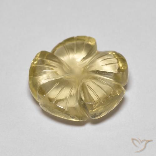 Cuarzo Amarillo claro natural de 5.46 ct, Corte Flor, Transparente