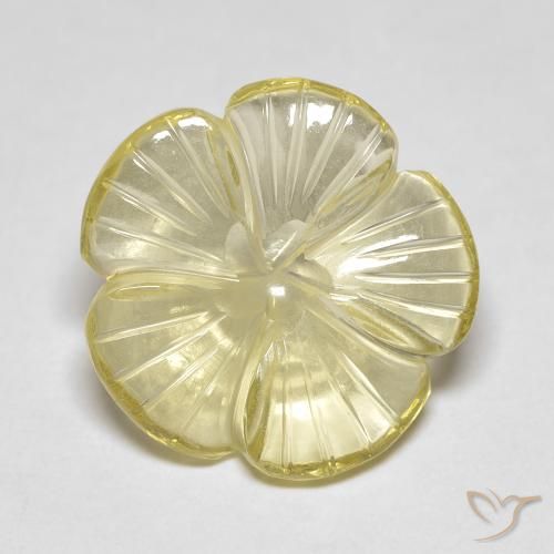 Cuarzo Medium Light-Yellow natural de 5.90 ct, Corte Flor, Transparente