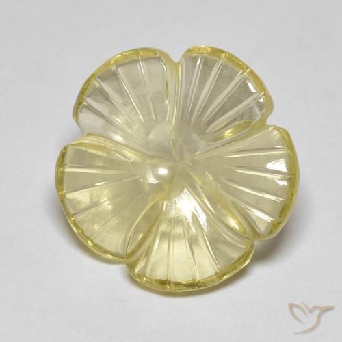 Cuarzo Medium Light-Yellow natural de 5.90 ct, Corte Flor, Transparente