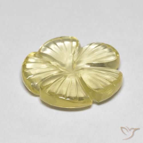 Cuarzo Medium Light-Yellow natural de 5.90 ct, Corte Flor, Transparente
