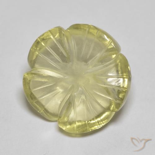 6.91ct Natural Amarillo pálido Cuarzo, Corte Flor, Transparente