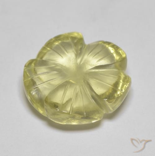 Cuarzo Amarillo pálido natural de 6.91 ct, Corte Flor, Transparente
