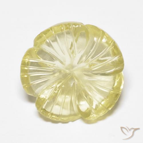 Cuarzo Amarillo claro natural de 8.94 ct, Corte Flor, Transparente