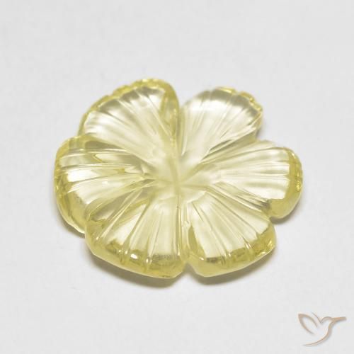 Cuarzo Amarillo claro natural de 5.82 ct, Corte Flor, Transparente