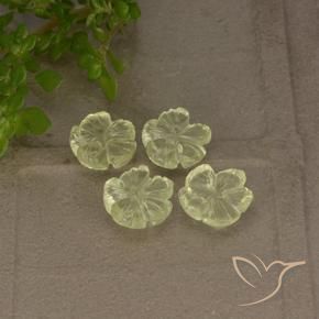 Gemas de Cuarzo Amarillo verdoso claro natural de 4.14 ct, Corte Flor, Transparente