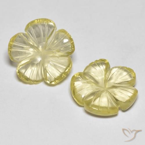 Gemas de Cuarzo Amarillo limón natural de 6.49 ct, Corte Flor, Transparente