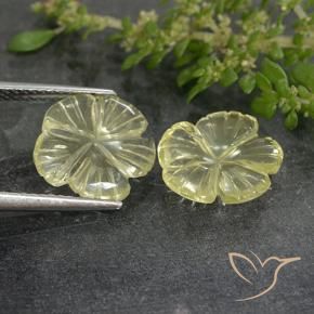 Gemas de Cuarzo Amarillo claro natural de 4.80 ct, Corte Flor, Transparente