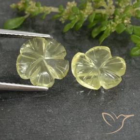 Gemas de Cuarzo Amarillo claro natural de 4.19 ct, Corte Flor, Transparente