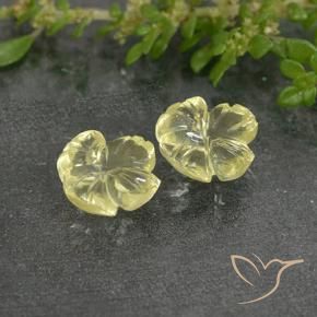 Gemas de Cuarzo Amarillo claro natural de 3.26 ct, Corte Flor, Transparente