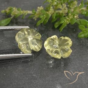 Gemas de Cuarzo Amarillo claro natural de 3.26 ct, Corte Flor, Transparente