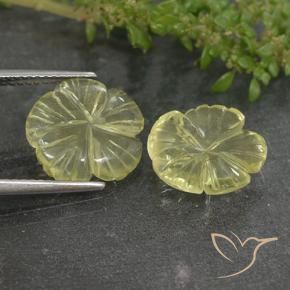 Gemas de Cuarzo Amarillo claro natural de 6.37 ct, Corte Flor, Transparente