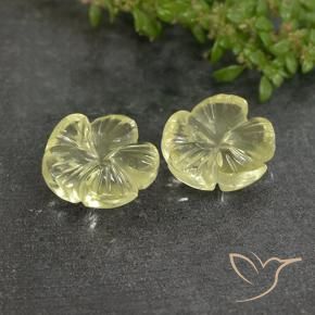 Gemas de Cuarzo Amarillo claro natural de 6.26 ct, Corte Flor, Transparente