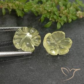 Gemas de Cuarzo Amarillo claro natural de 3.62 ct, Corte Flor, Transparente