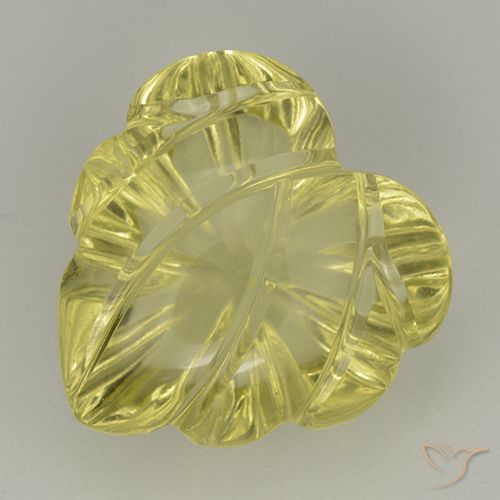 6.85ct Natural Amarillo pálido Cuarzo, Corte Flor, Transparente