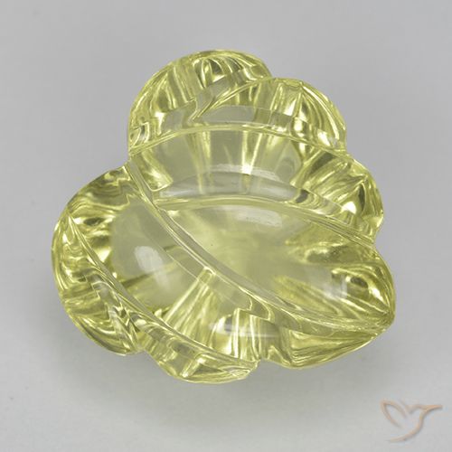 7.36ct Natural Amarillo claro medio Cuarzo, Corte Flor, Transparente