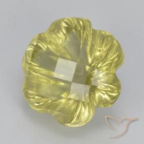 Cuarzo Amarillo claro natural de 3.04 ct, Corte Flor, Transparente