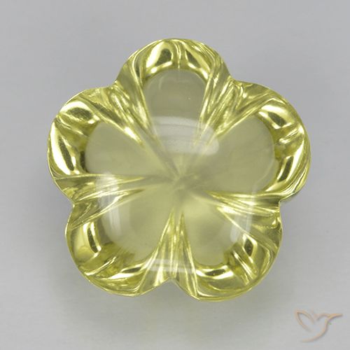 5.28ct Natural Amarillo verdoso Cuarzo, Corte Flor, Transparente