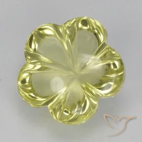 Cuarzo Amarillo verdoso natural de 5.28 ct, Corte Flor, Transparente