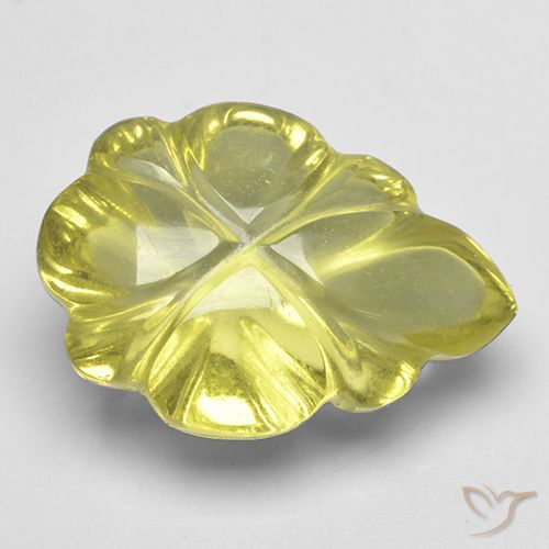 Cuarzo Amarillo verdoso natural de 4.16 ct, Corte Flor, Transparente